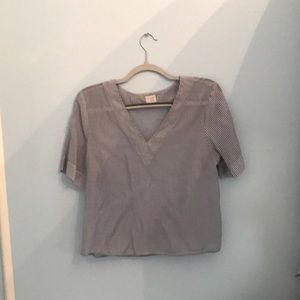 Blue Striped V-Neck Shirt